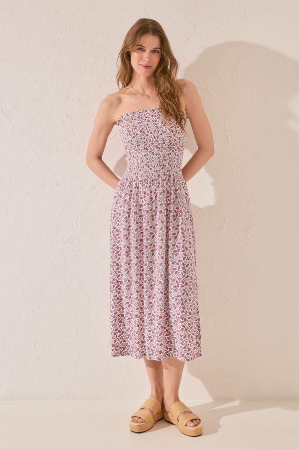 Womensecret Vestido largo de viscosa con estampado morado/lila estampado