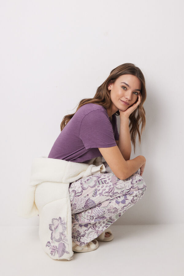 Womensecret Playera de manga corta 100% de algodón morado morado/lila