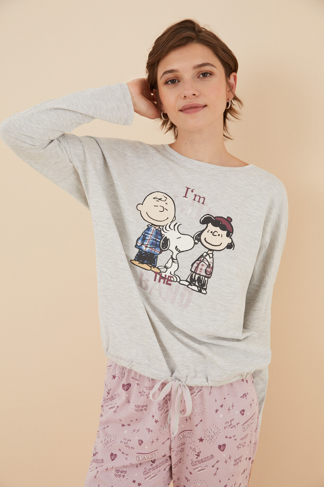 Pijama 100 algodon Snoopy Cia. gris Ropa de dormir y homewear de mujer WomenSecret MX