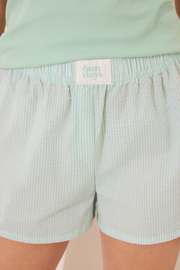 Womensecret Pijama de tirantes de algodón con estampado verde estampado