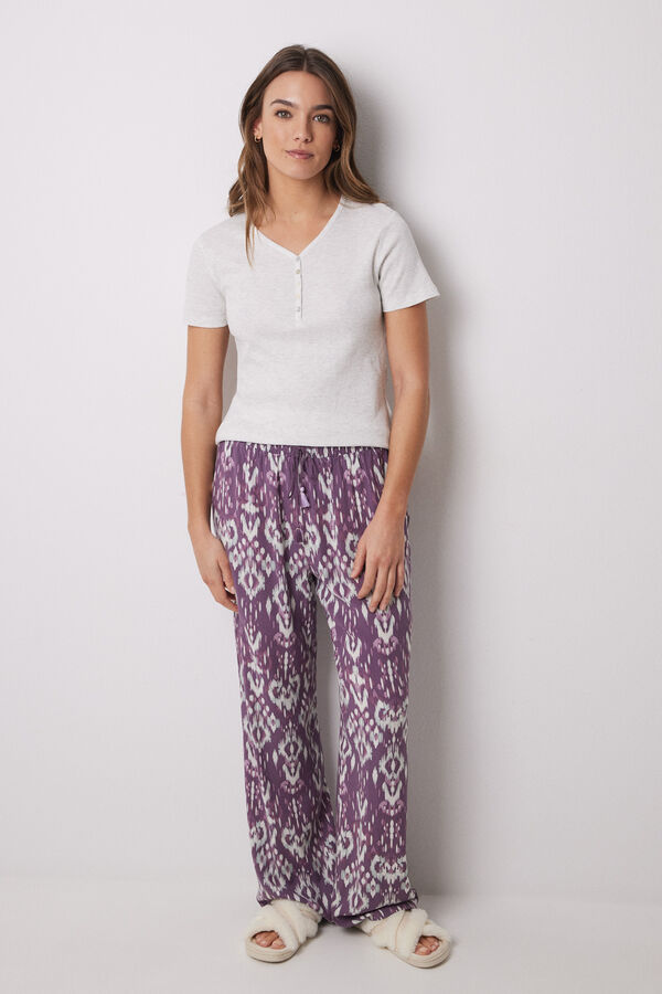 Womensecret Playera manga corta canalé gris gris