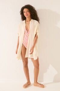 Womensecret Salida de playa bambula blanco marfil