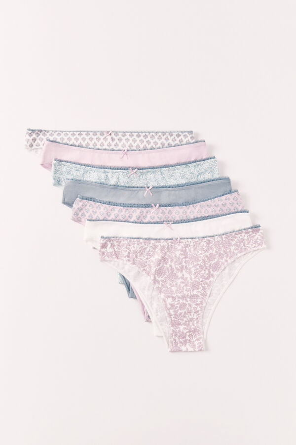 Women'secret Pack 7 panties brasile&ntilde;as de algod&oacute;n mix estampado estampado