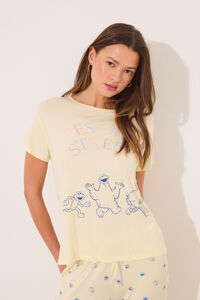 Womensecret Pijama de viscosa amarillo soft touch "Barrio Sésamo"  amarillo