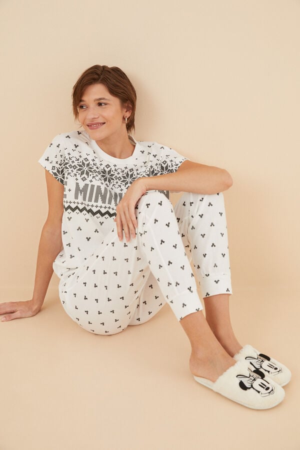 Womensecret Pijama 100% algodón Minnie Mouse manga corta blanco