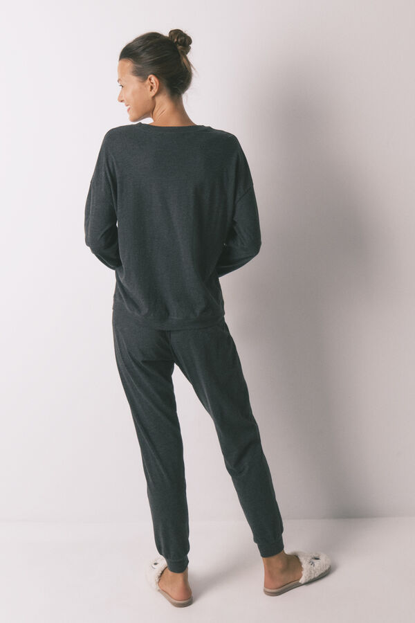 Women'secret Pijama larga de algodón gris de Bugs Bunny gris