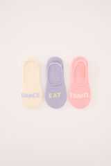 Womensecret Pack de 3 calcetines invisibles con texto estampado