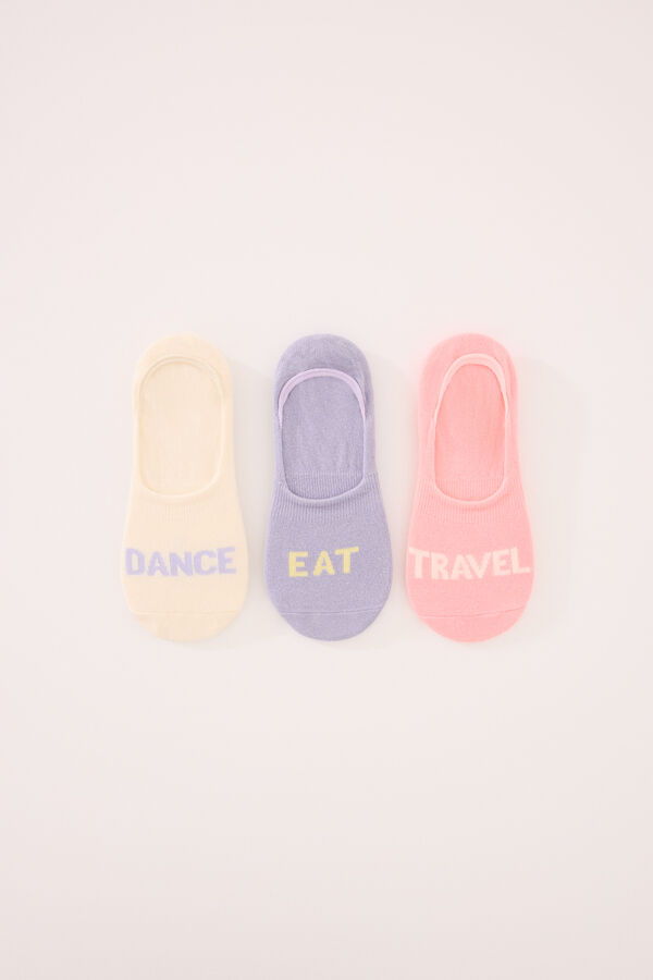 Womensecret Pack de 3 calcetines invisibles con texto estampado