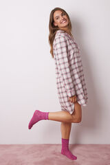 Womensecret Camisón camisero corto cuadros Smiley rosa