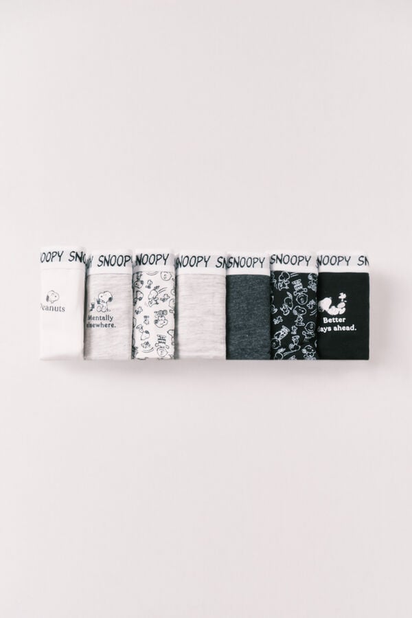 Women'secret Pack 7 panties anchas de algod&oacute;n estampado Snoopy estampado