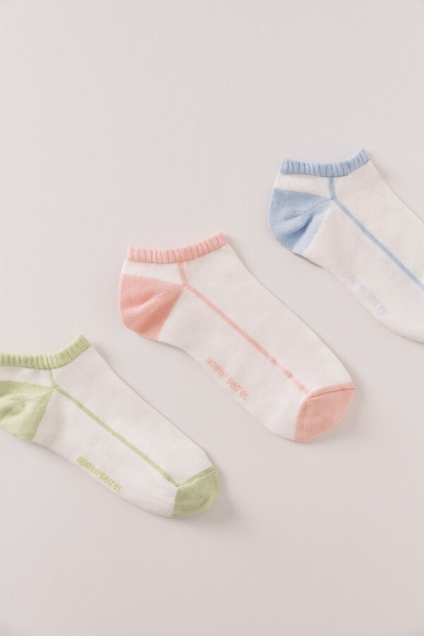 Womensecret Pack de 3 calcetines short liso estampado