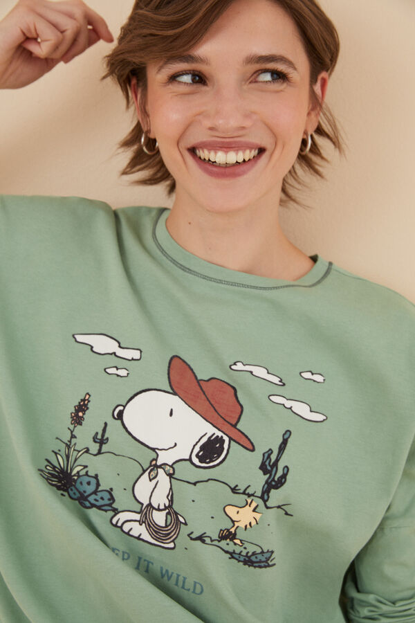 Womensecret Pijama 100% algodón Snoopy verde verde