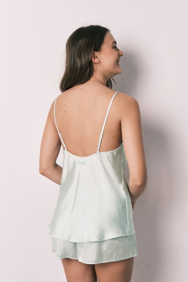 Women'secret Pijama corta de sat&eacute;n verde verde