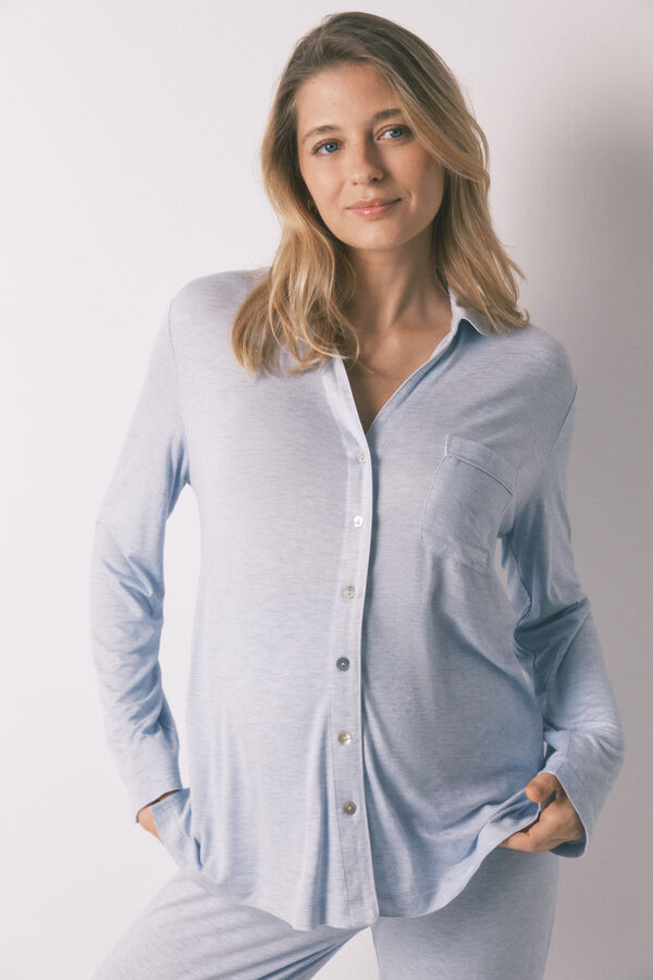 Women'secret Pijama camisera larga maternity extra suave azul azul