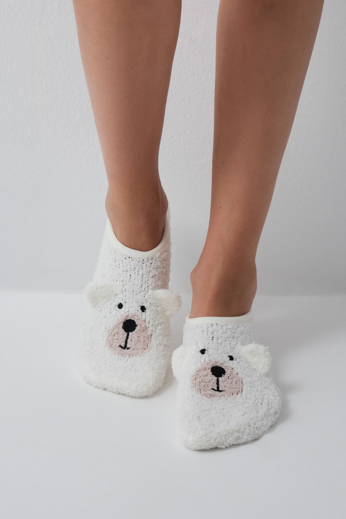 Women'secret Calcetines slip on oso blanco