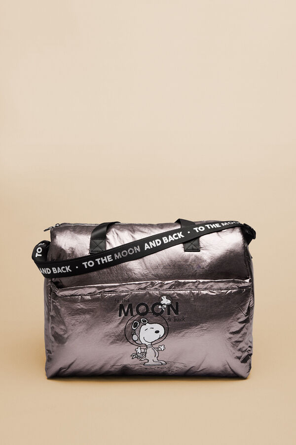 Womensecret Bolsa bowling metalizado Snoopy gris