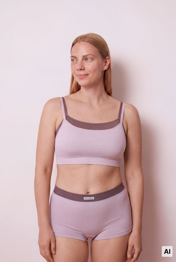 Women'secret Panty boxer sin costuras acanalado lila morado/lila