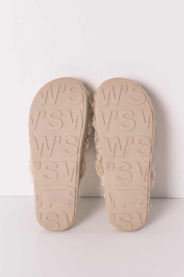 Women'secret Pantuflas para casa beige de borrego de Snoopy café