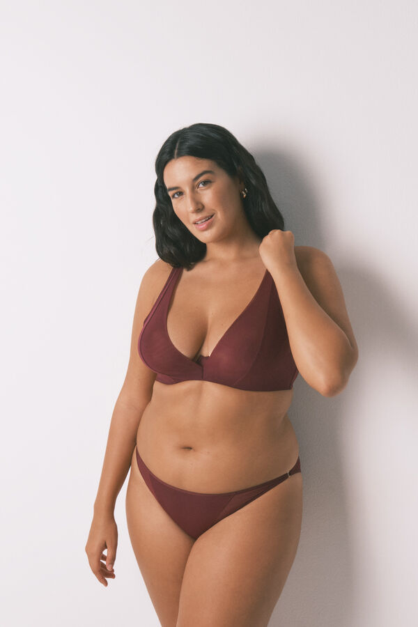 Women'secret Brasier cuello halter de tul color vino con cierre especial  p&uacute;rpura