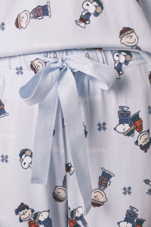 Women'secret Pijama larga de manga corta de Snoopy s&uacute;per suave estampado