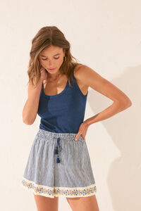 Womensecret Pantalón estampado de rayas con cenefas estampado