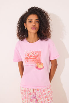 Womensecret Playera manga corta rosa 100% algodón rosa