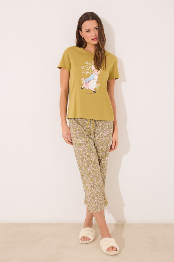 Womensecret Pijama capri 100% algodón estampado "Peter Rabbit" kaki