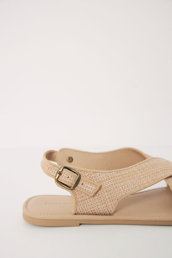 Womensecret Sandalias planas cruzadas arena café