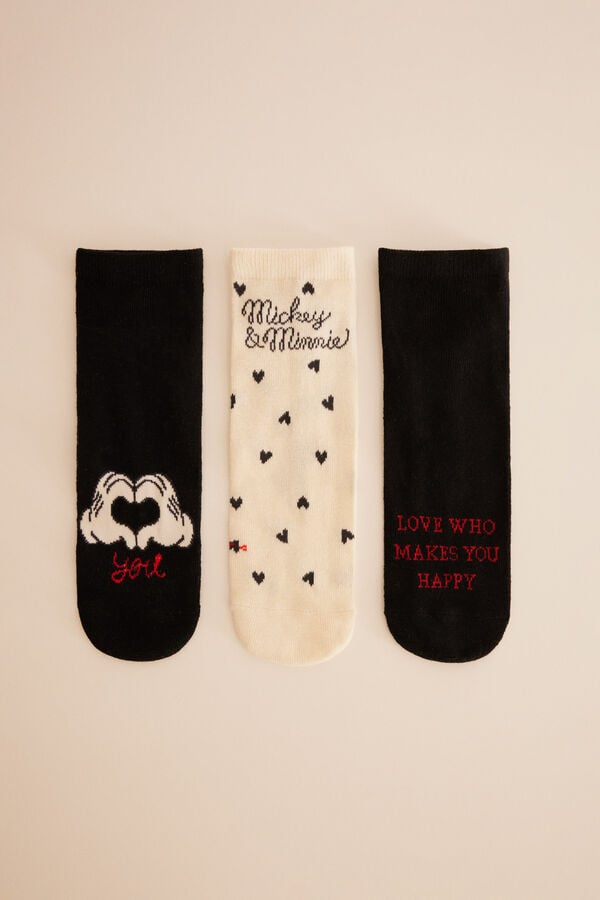 Womensecret Pack 3 calcetines cortos algodón Mickey 'love' estampado