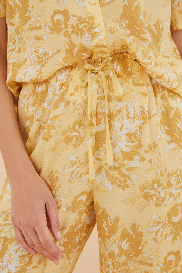 Womensecret Pijama camisera larga flores amarillo estampado