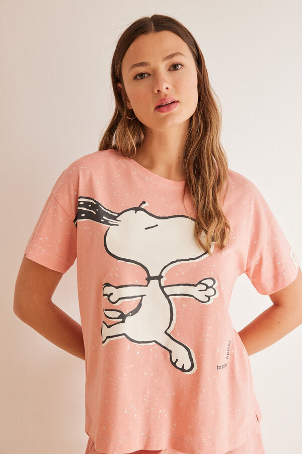 Womensecret Pijama corta 100% algodón rosa Snoopy rosa