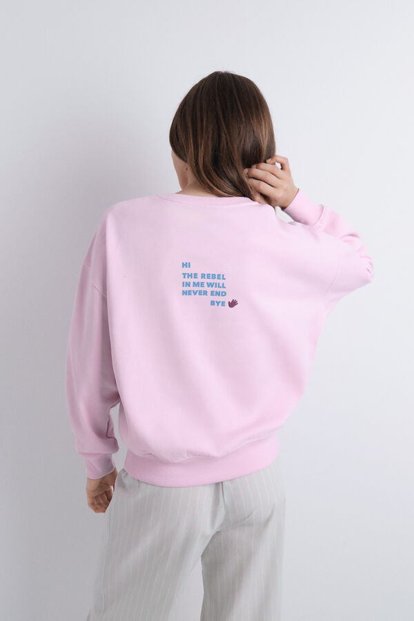 HI&BYE Sudadera de felpa rosa liso rosa