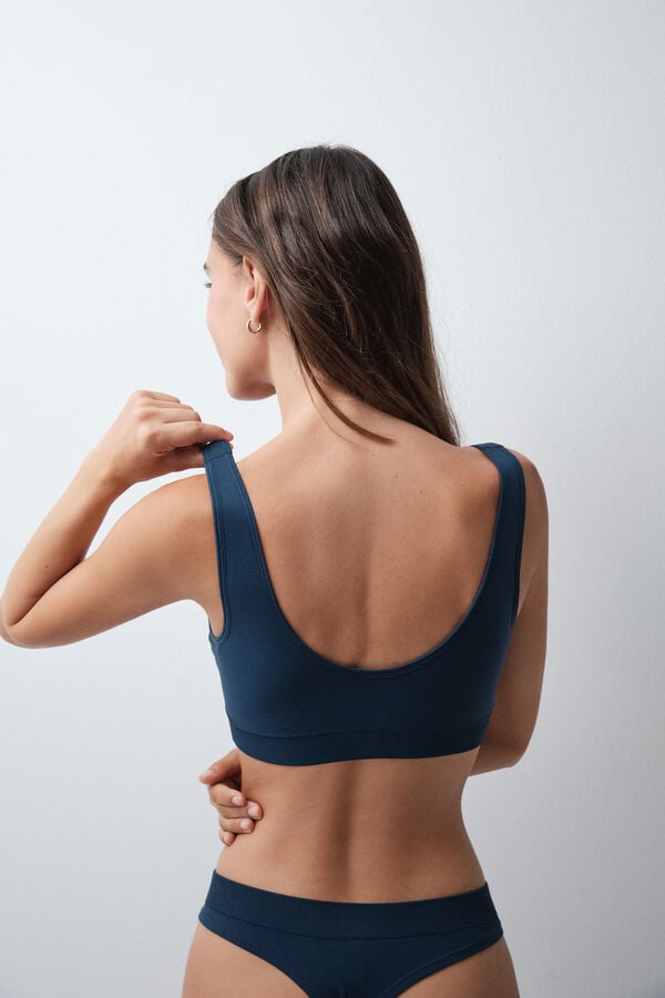 Women'secret Brasier top foam de microfibra azul azul