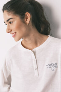 Women'secret Playera manga larga de 100% algod&oacute;n blanca