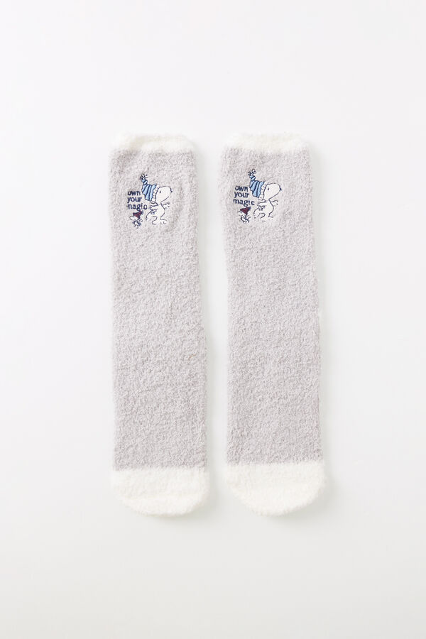 Womensecret Calcetines tricot gris Snoopy gris