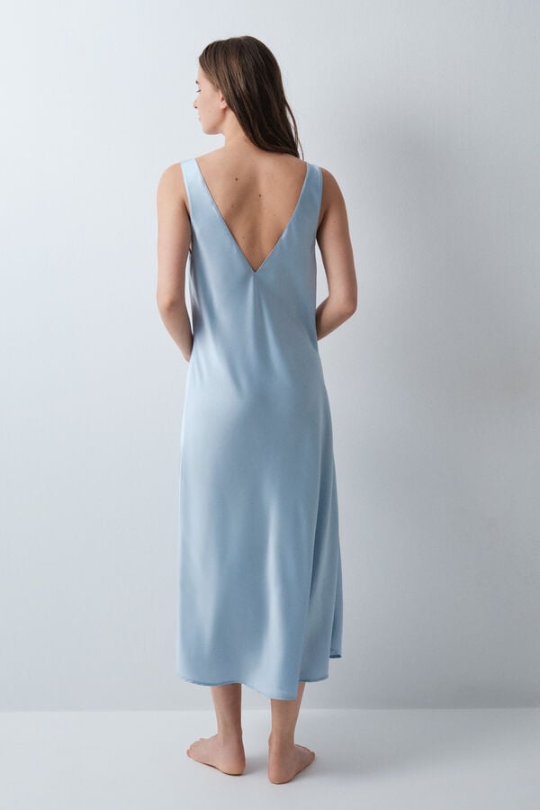 Women'secret Camis&oacute;n largo satinado de tirantes azul azul