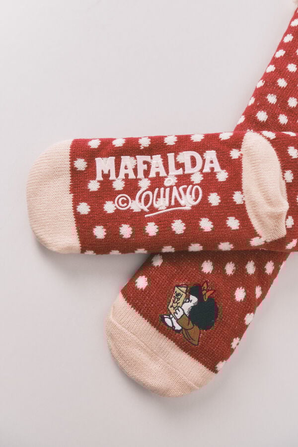 Women'secret Calcetines largos de tricot rojo Mafalda rojo