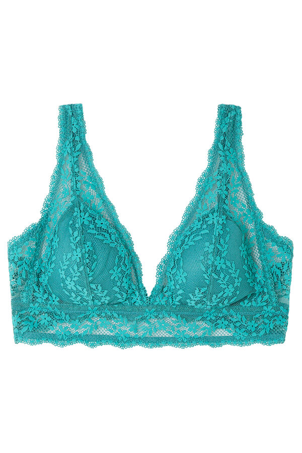 Womensecret Cuello halter brasier triangular con escote halter y relleno de encaje verde LOVELY verde