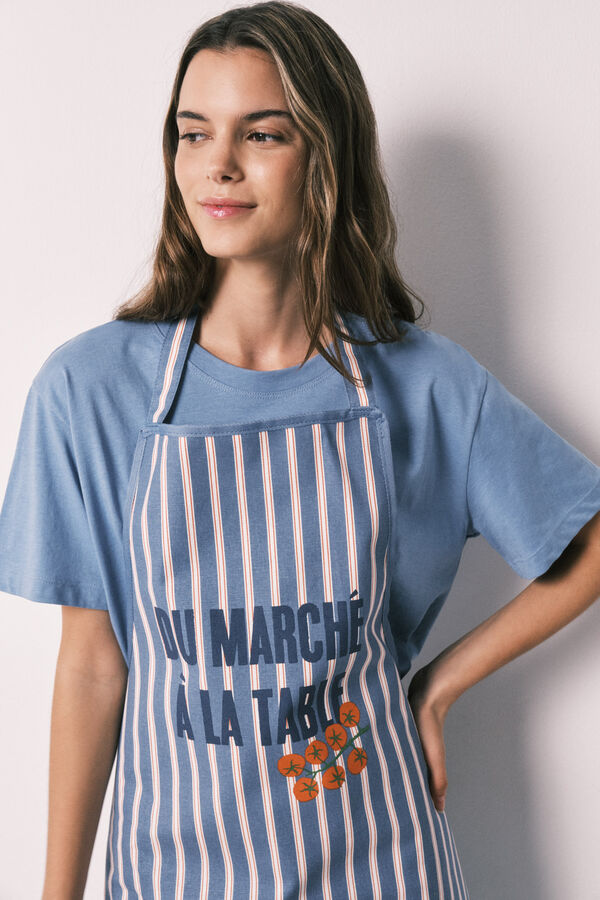 Women'secret Delantal de algod&oacute;n estampado de rayas azul