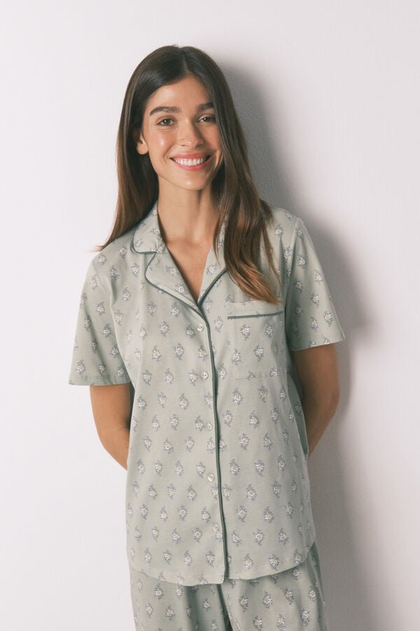 Women'secret Pijama largo camisero algodón flores estampado