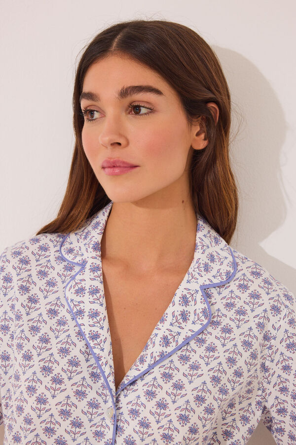 Womensecret Pijama camisera 100% algodón color marfil marfil