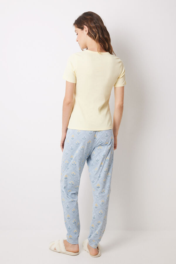 Womensecret Pijama algodón amarilla flores amarillo