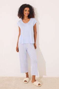 Womensecret Pijama capri de viscosa de rayas azules verde