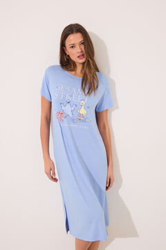 Womensecret Camisón midi de soft touch de Barrio Sésamo azul
