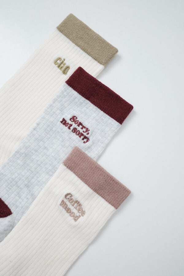 Women'secret Pack 3 calcetines largos estampado de frases estampado