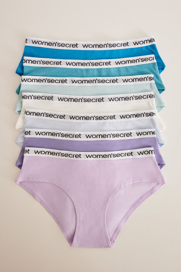 Womensecret Pack 7 bragas anchas logo blanco