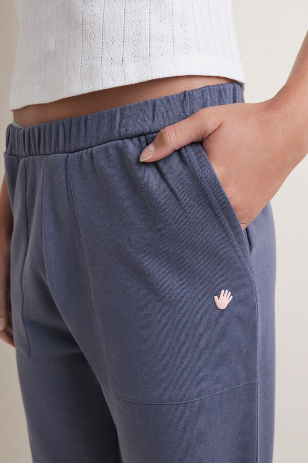 HI&BYE Pantalón acampanado de felpa de algodón azul  azul