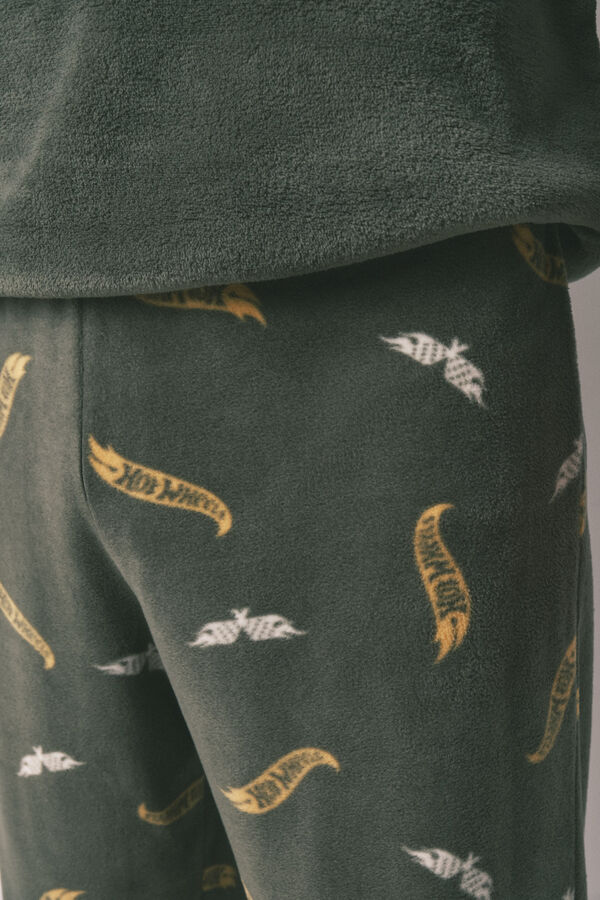 Women'secret Pijama larga de hombre de forro polar verde Forro polar de Hotwheels kaki