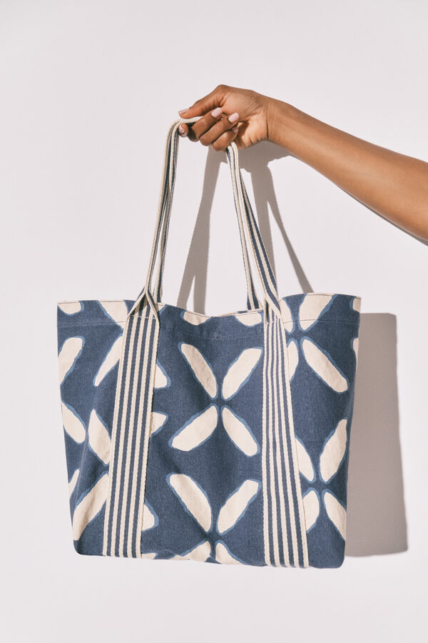 Women'secret Bolsa grande de algod&oacute;n con estampado &eacute;tnico estampado