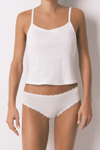 Women'secret Panty cl&aacute;sica ancha estampado de puntos de algod&oacute;n blanca
